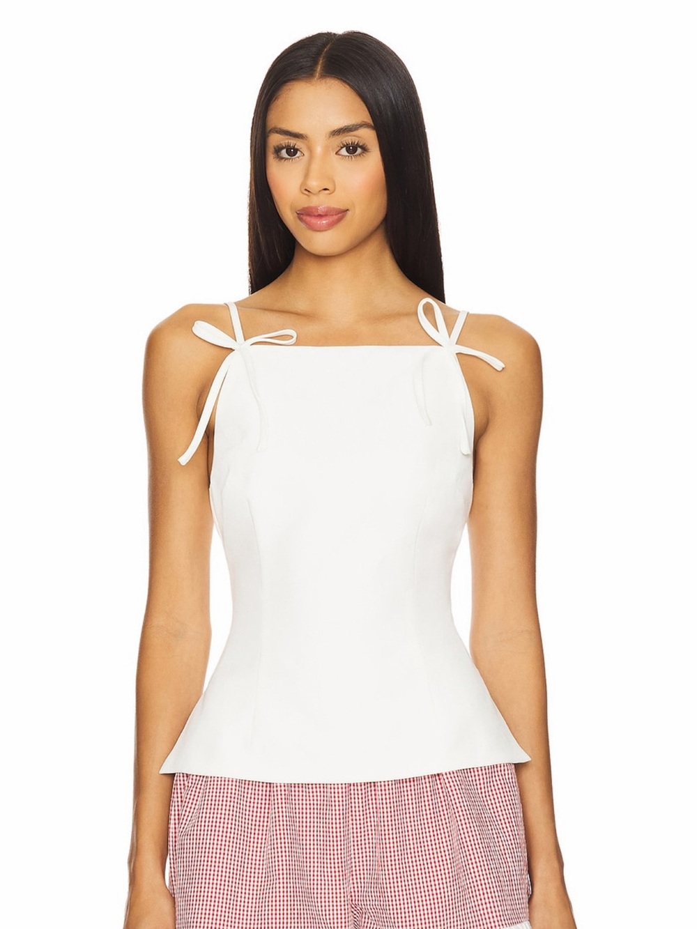 More To Come Revolve White Kesha Crepe Bow Strap Fitted Top Size Medium NWT
